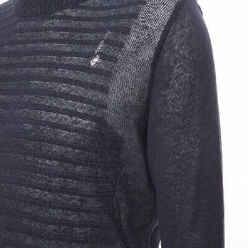 Balmain new BALMAIN 100% linen navy stripe gold military button distressed sweater XS Size US XS / EU 42 / 0 - 7 Thumbnail