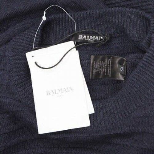 Balmain new BALMAIN 100% linen navy stripe gold military button distressed sweater XS Size US XS / EU 42 / 0 - 9 Thumbnail