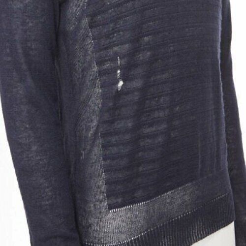 Balmain new BALMAIN 100% linen navy stripe gold military button distressed sweater XS Size US XS / EU 42 / 0 - 8 Thumbnail
