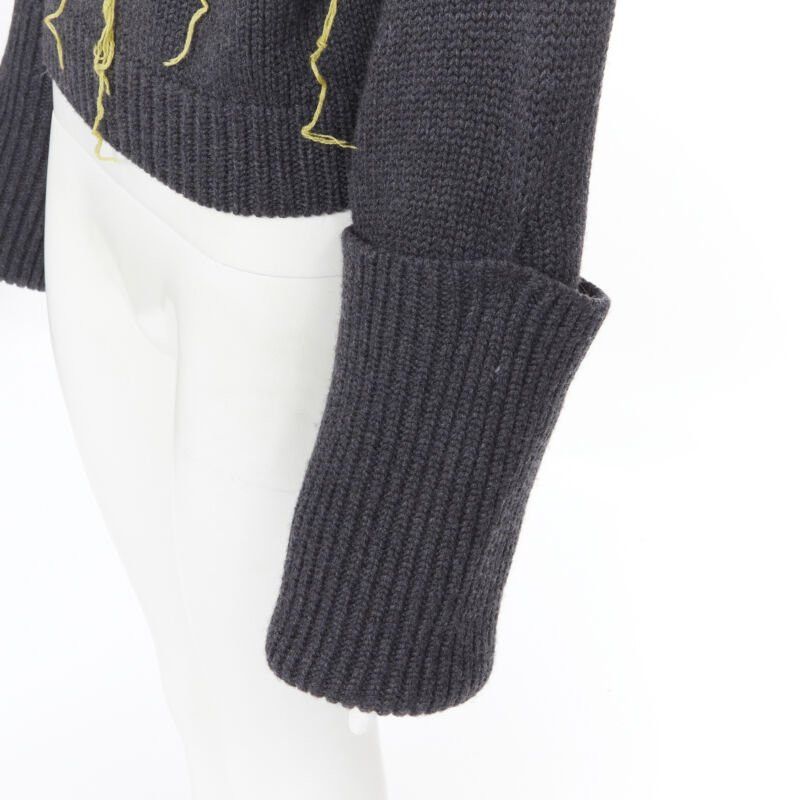 MONSE MONSE 100% wool Monsfield fringe intarsia knit oversized cropped sweater S Size S / US 4 / IT 40 - 9 Thumbnail