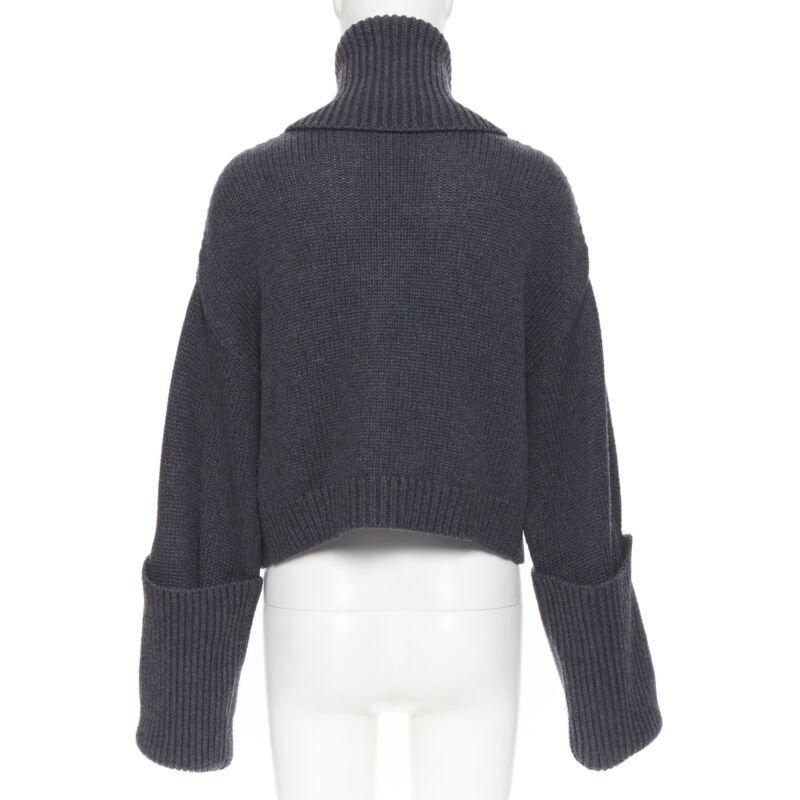 MONSE MONSE 100% wool Monsfield fringe intarsia knit oversized cropped sweater S Size S / US 4 / IT 40 - 5 Thumbnail