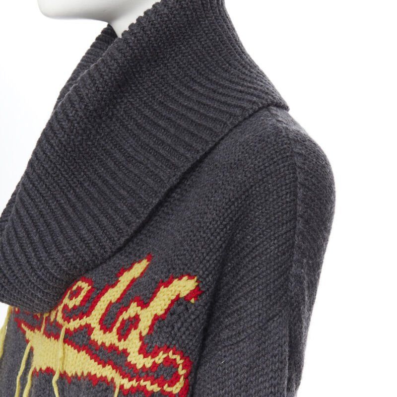MONSE MONSE 100% wool Monsfield fringe intarsia knit oversized cropped sweater S Size S / US 4 / IT 40 - 8 Thumbnail