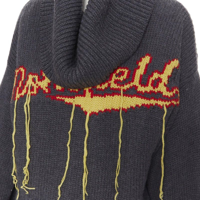 MONSE MONSE 100% wool Monsfield fringe intarsia knit oversized cropped sweater S Size S / US 4 / IT 40 - 7 Thumbnail