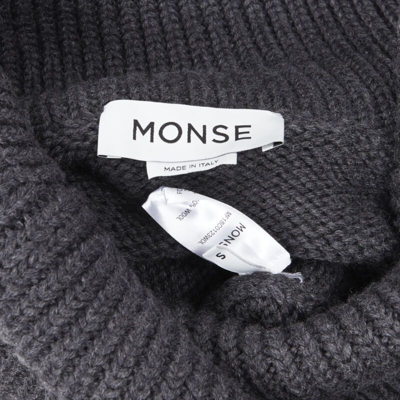 MONSE MONSE 100% wool Monsfield fringe intarsia knit oversized cropped sweater S Size S / US 4 / IT 40 - 10 Thumbnail