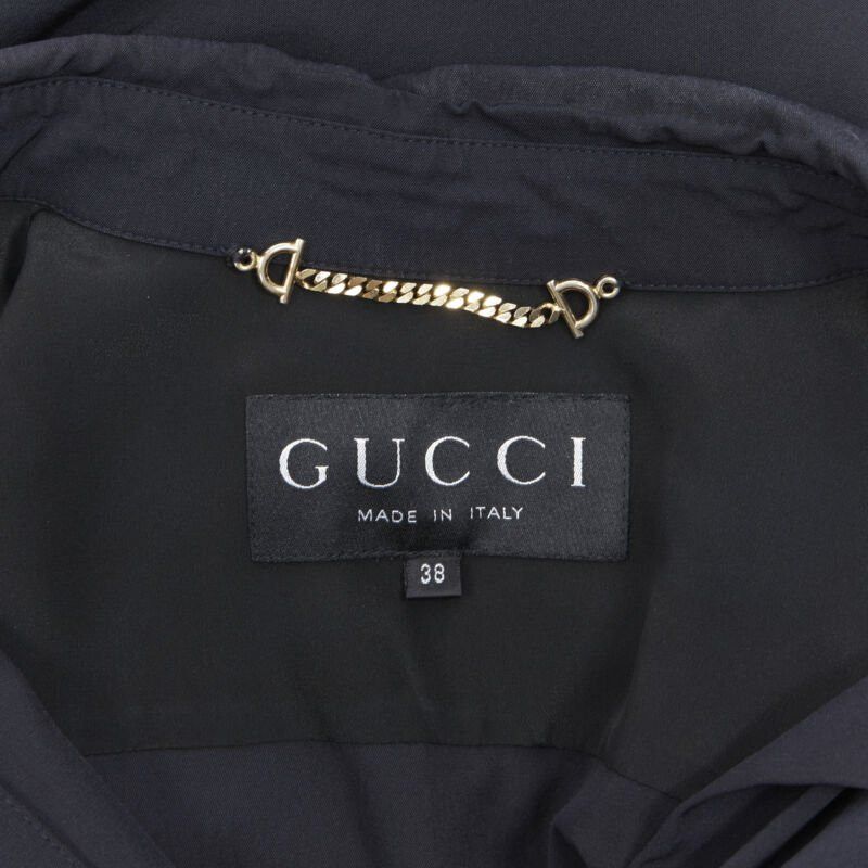Gucci vintage GUCCI TOM FORD 1996 black rayon nylon wide collar casual long shirt IT38 Size XS / US 0-2 / IT 36-38 - 9 Thumbnail
