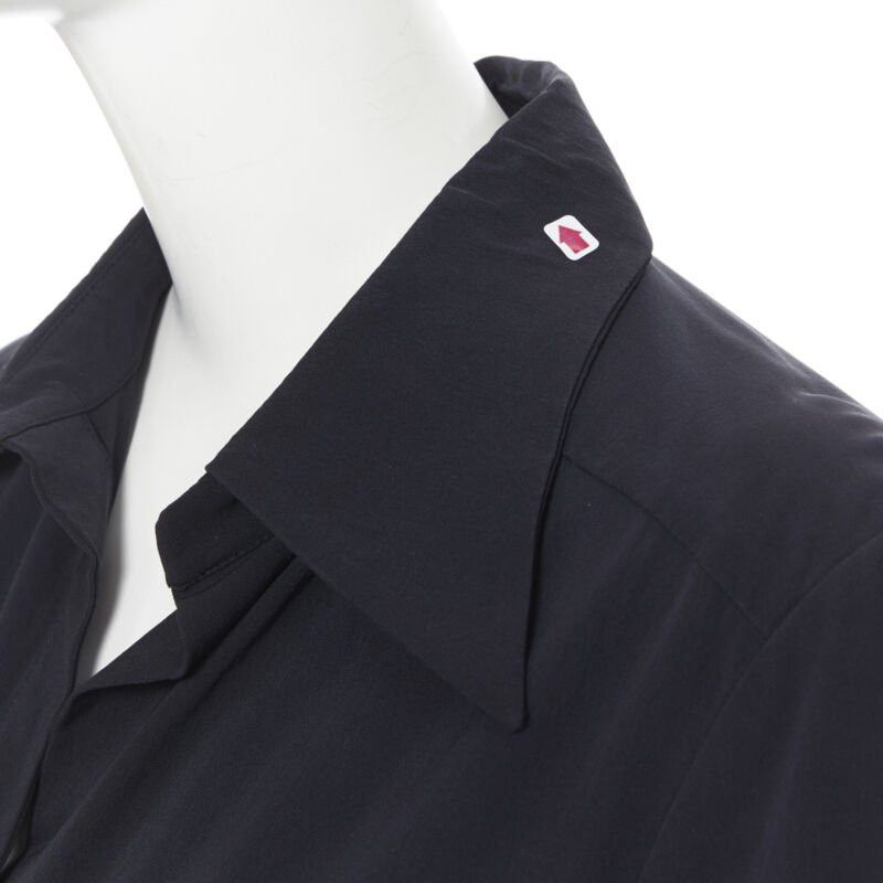 Gucci vintage GUCCI TOM FORD 1996 black rayon nylon wide collar casual long shirt IT38 Size XS / US 0-2 / IT 36-38 - 8 Thumbnail