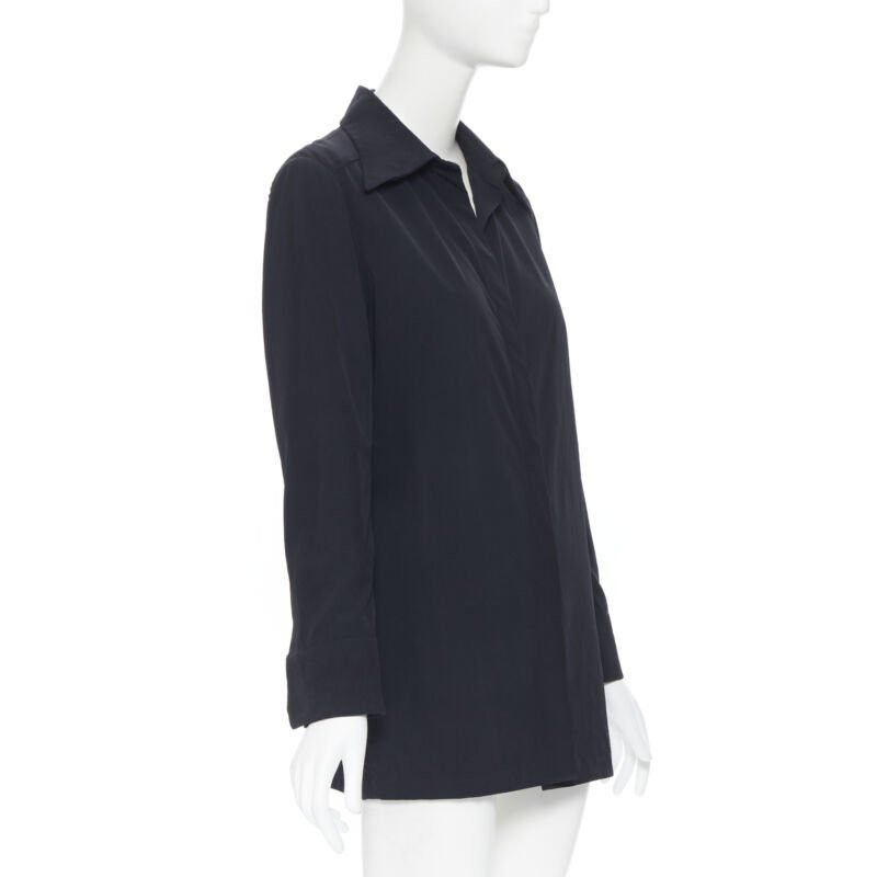 Gucci vintage GUCCI TOM FORD 1996 black rayon nylon wide collar casual long shirt IT38 Size XS / US 0-2 / IT 36-38 - 2 Thumbnail
