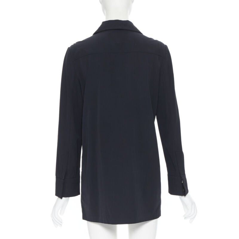 Gucci vintage GUCCI TOM FORD 1996 black rayon nylon wide collar casual long shirt IT38 Size XS / US 0-2 / IT 36-38 - 4 Thumbnail