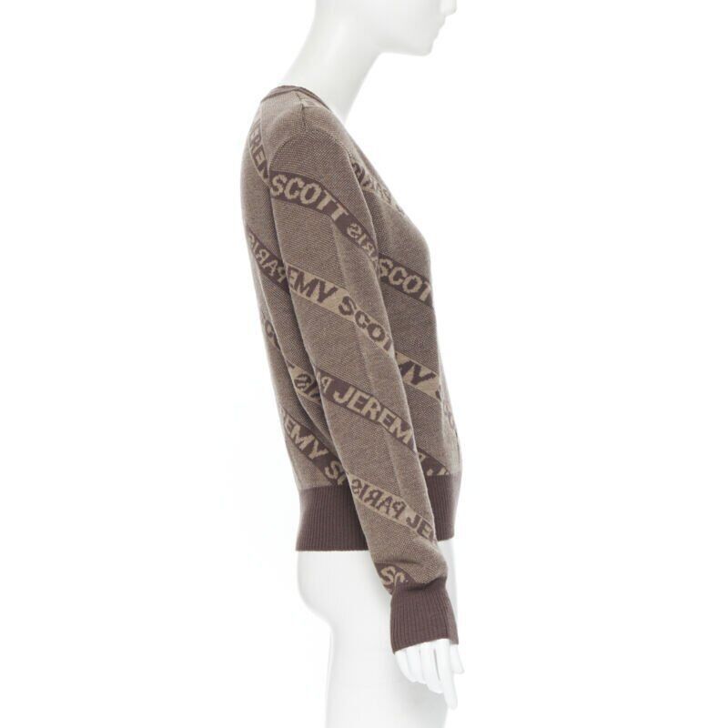 Jeremy Scott vintage JEREMY SCOTT PARIS brown logo intarsia merino wool short sweater S Size S / US 4 / IT 40 - 5 Thumbnail