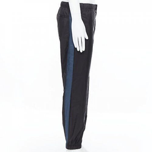Prada PRADA 2018 black blue nylon side stripe toggle gabardine track pants L Size 30" / US 8 / IT 44 - 4 Thumbnail