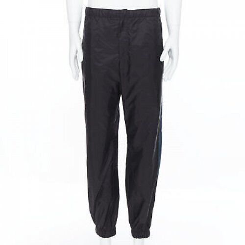 Prada PRADA 2018 black blue nylon side stripe toggle gabardine track pants L Size 30" / US 8 / IT 44 - 3 Thumbnail