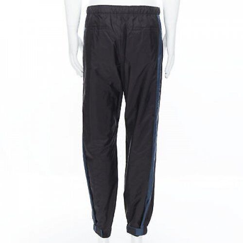 Prada PRADA 2018 black blue nylon side stripe toggle gabardine track pants L Size 30" / US 8 / IT 44 - 5 Thumbnail