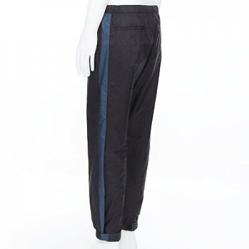 Prada PRADA 2018 black blue nylon side stripe toggle gabardine track pants L Size 30" / US 8 / IT 44 - 6 Thumbnail
