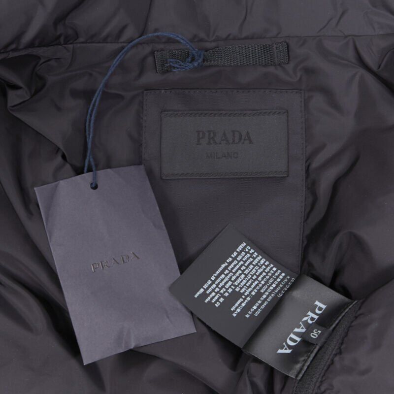 Prada new PRADA 2018 black nylon triangle rubber logo detail padded jacket IT50 L Size US L / EU 52-54 / 3 - 12 Thumbnail
