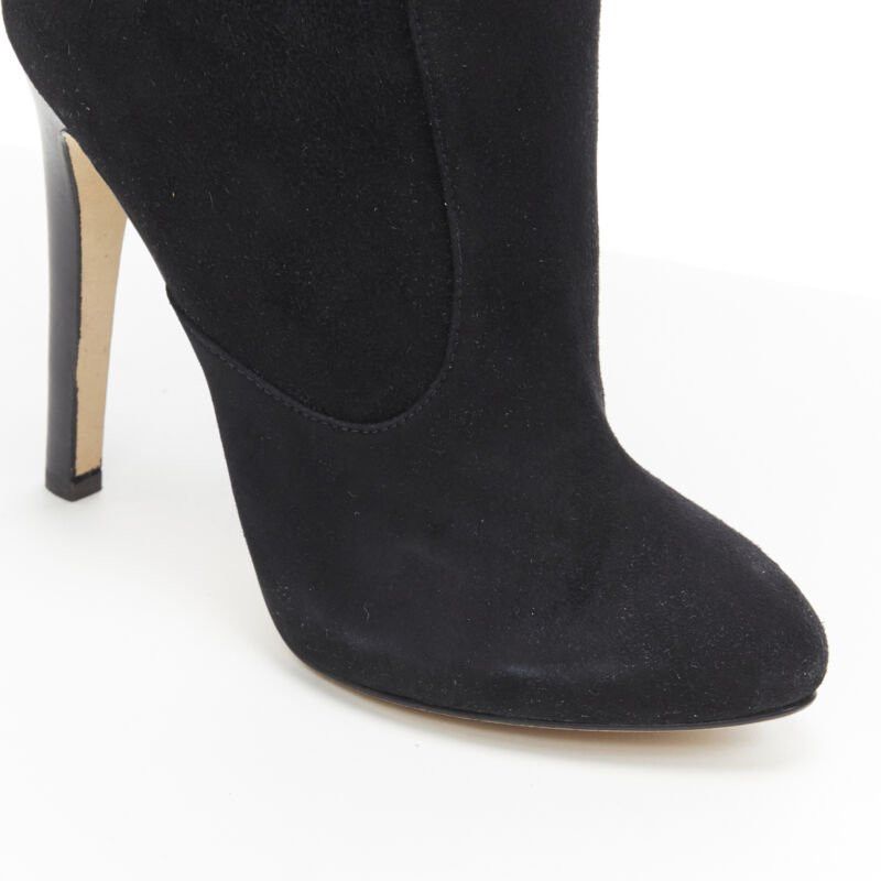 Giuseppe Zanotti new GIUSEPPE ZANOTTI black suede gold crystal eyelet high heel tall boots EU37 Size US 7 / IT 37 - 8 Thumbnail