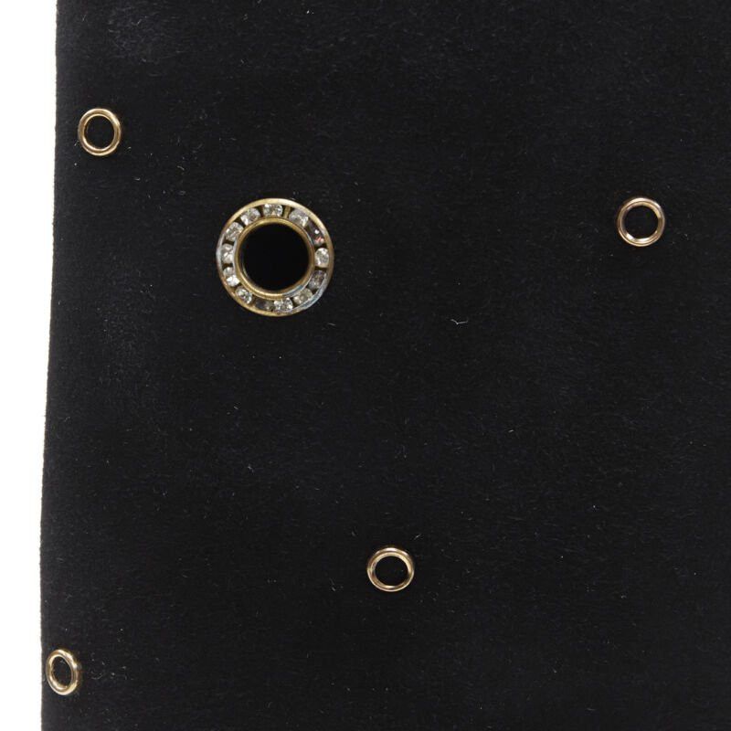 Giuseppe Zanotti new GIUSEPPE ZANOTTI black suede gold crystal eyelet high heel tall boots EU37 Size US 7 / IT 37 - 10 Thumbnail