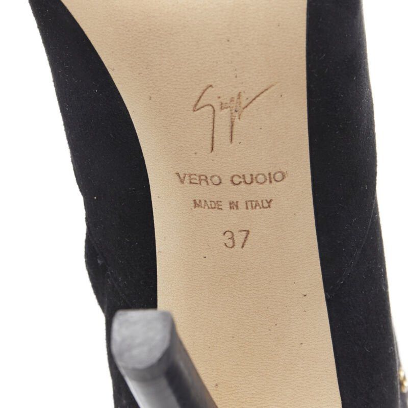 Giuseppe Zanotti new GIUSEPPE ZANOTTI black suede gold crystal eyelet high heel tall boots EU37 Size US 7 / IT 37 - 12 Thumbnail