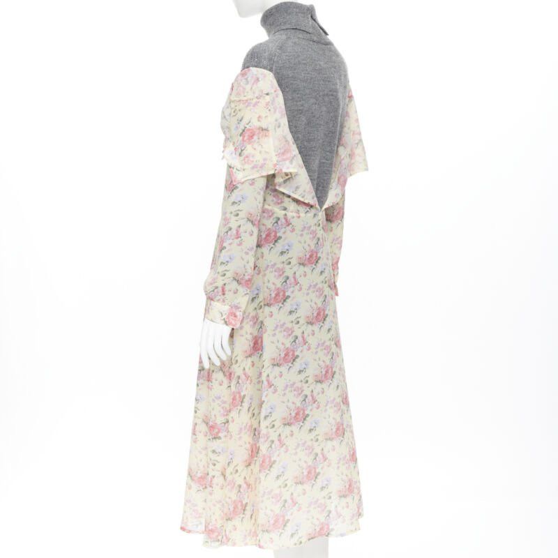 Junya Watanabe JUNYA WATANABE CDG AW18 Runway grey wool turtleneck yellow floral dress XS Size XS / US 0-2 / IT 36-38 - 6 Thumbnail