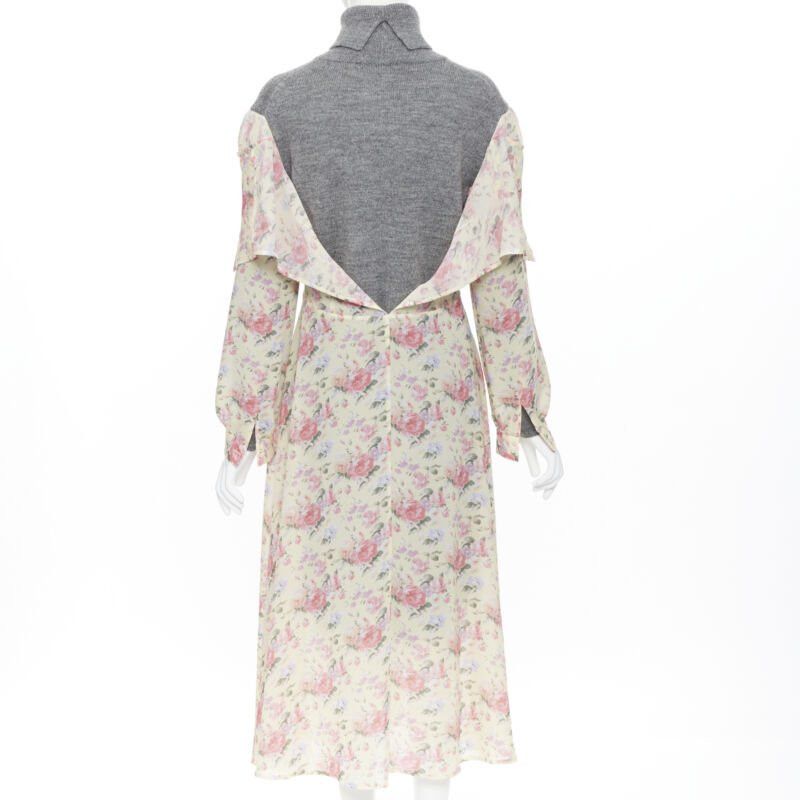Junya Watanabe JUNYA WATANABE CDG AW18 Runway grey wool turtleneck yellow floral dress XS Size XS / US 0-2 / IT 36-38 - 5 Thumbnail