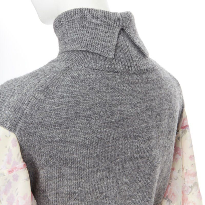 Junya Watanabe JUNYA WATANABE CDG AW18 Runway grey wool turtleneck yellow floral dress XS Size XS / US 0-2 / IT 36-38 - 7 Thumbnail