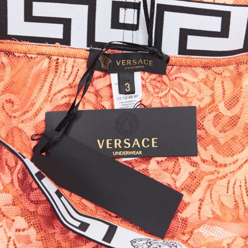 Versace new VERSACE Underwear Medusa Greca waist band orange floral lace tights M Size ONE SIZE - 8 Thumbnail