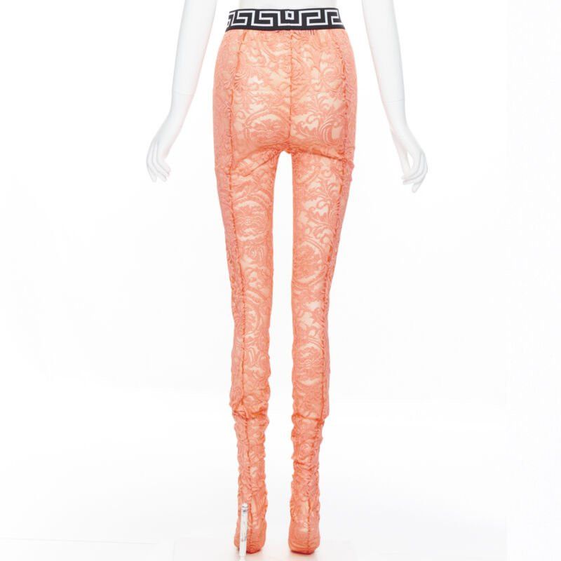 Versace new VERSACE Underwear Medusa Greca waist band orange floral lace tights M Size ONE SIZE - 5 Thumbnail