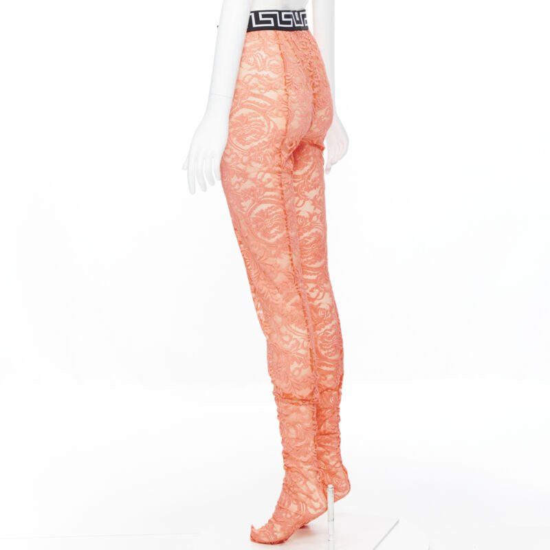 Versace new VERSACE Underwear Medusa Greca waist band orange floral lace tights M Size ONE SIZE - 6 Thumbnail