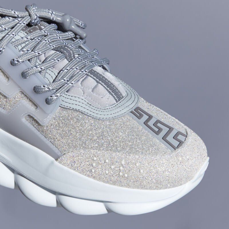Versace new VERSACE Chain Reaction Reflective Silver Crystal Rhinestone sneaker EU40 US7 Size US 7 / EU 40 - 8 Thumbnail