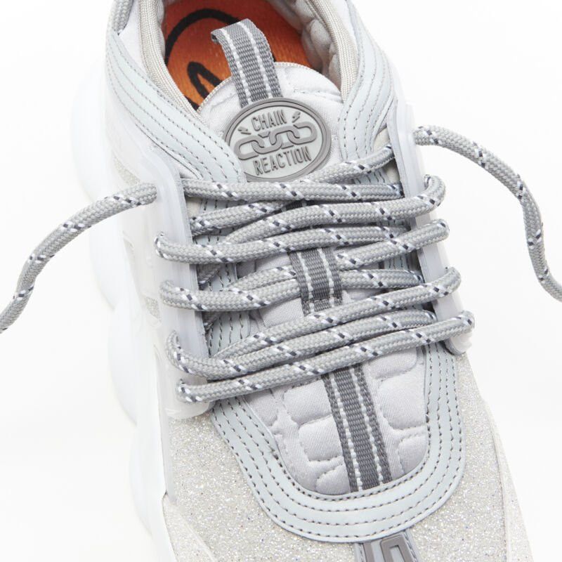 Versace new VERSACE Chain Reaction Reflective Silver Crystal Rhinestone sneaker EU40 US7 Size US 7 / EU 40 - 11 Thumbnail