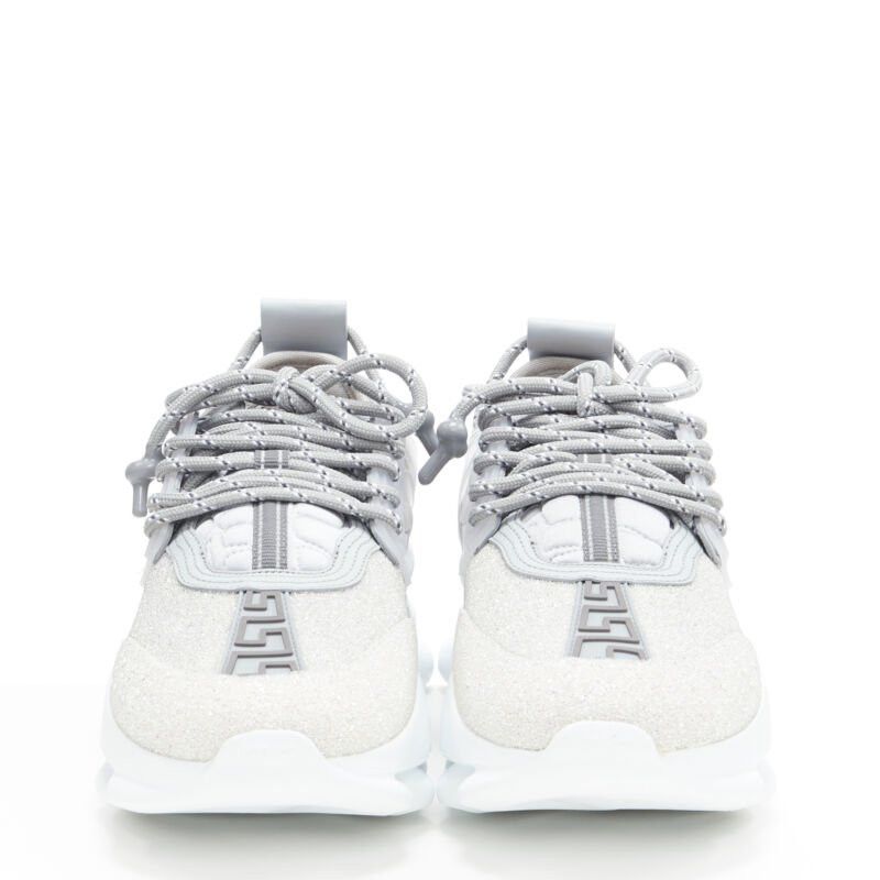 Versace new VERSACE Chain Reaction Reflective Silver Crystal Rhinestone sneaker EU40 US7 Size US 7 / EU 40 - 4 Thumbnail