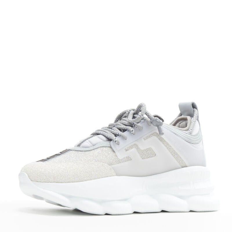 Versace new VERSACE Chain Reaction Reflective Silver Crystal Rhinestone sneaker EU40 US7 Size US 7 / EU 40 - 5 Thumbnail