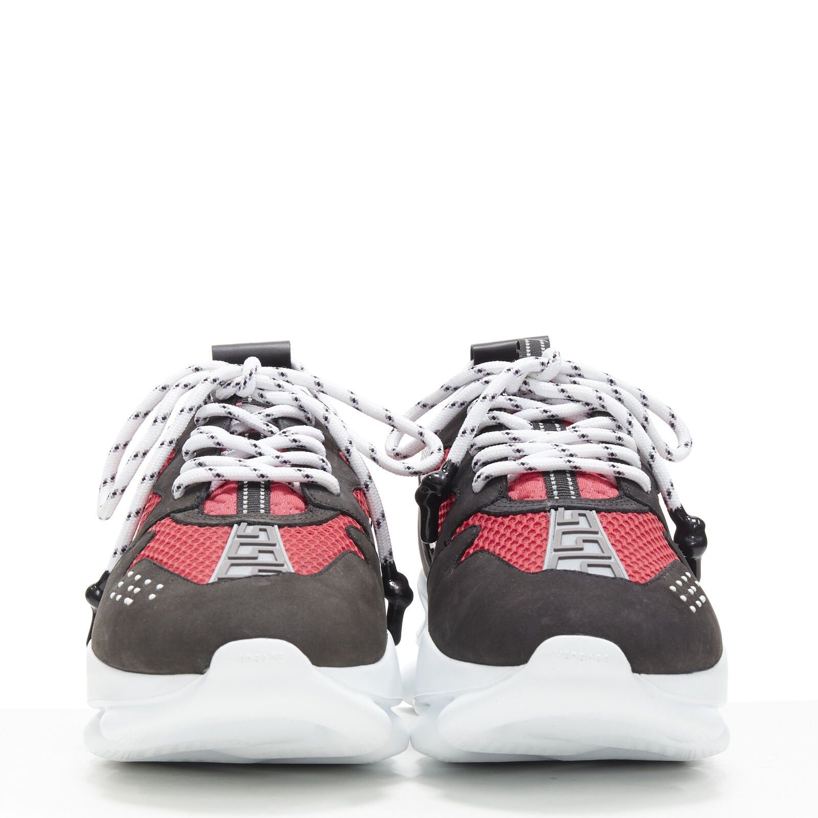 Versace new VERSACE Chain Reaction black suede fuschia red low chunky sneaker EU37 US7 Size US 7 / IT 37 - 3 Thumbnail