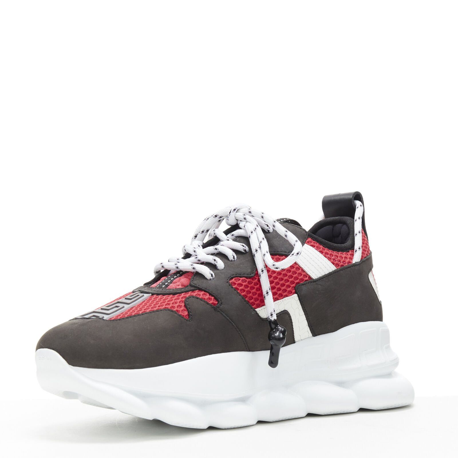 Versace new VERSACE Chain Reaction black suede fuschia red low chunky sneaker EU37 US7 Size US 7 / IT 37 - 4 Thumbnail