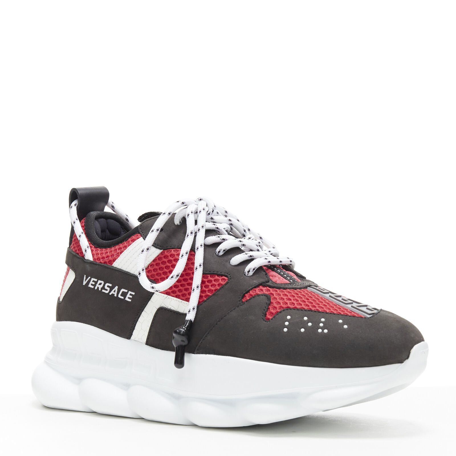 Versace new VERSACE Chain Reaction black suede fuschia red low chunky sneaker EU37 US7 Size US 7 / IT 37 - 2 Thumbnail
