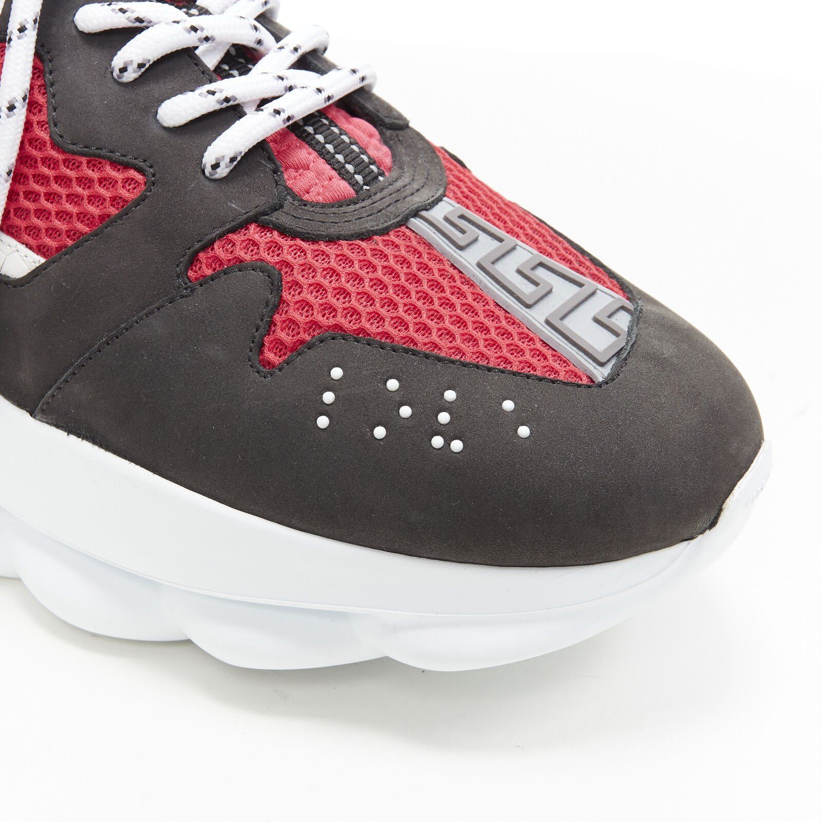 Versace new VERSACE Chain Reaction black suede fuschia red low chunky sneaker EU37 US7 Size US 7 / IT 37 - 8 Thumbnail