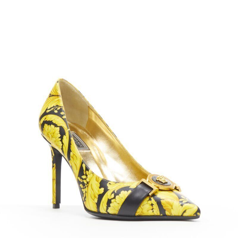 Versace new VERSACE 1992 Tribute Baroque Hibiscus barocco Medusa leather pump EU36.5 Size US 6.5 / IT 36.5 - 2 Thumbnail