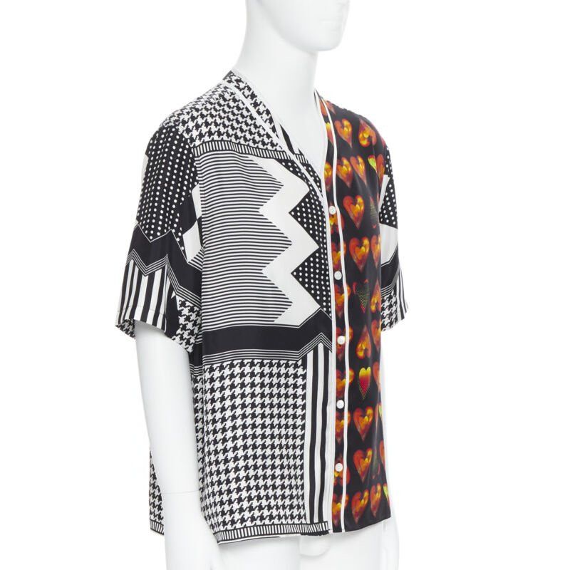 Versace new VERSACE 2019 100% silk Double Love Heart geometric baseball shirt EU40 L Size US L / EU 52-54 / 3 - 3 Thumbnail