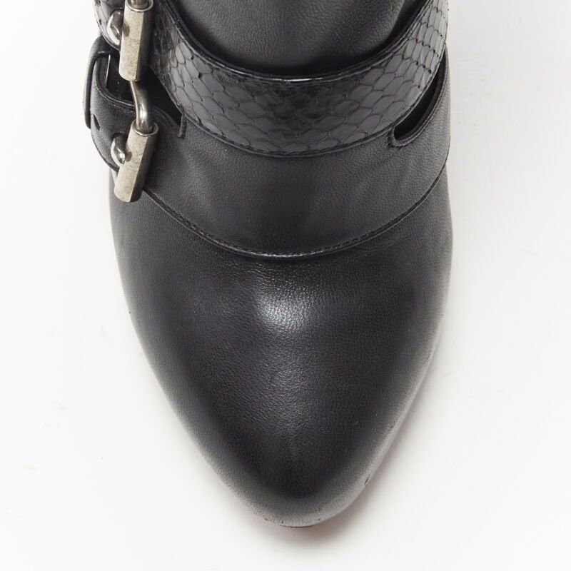 Christian Louboutin CHRISTIAN LOUBOUTIN Loubi Bike black scaled leather buckle platform boot EU37 Size US 7 / IT 37 - 7 Thumbnail