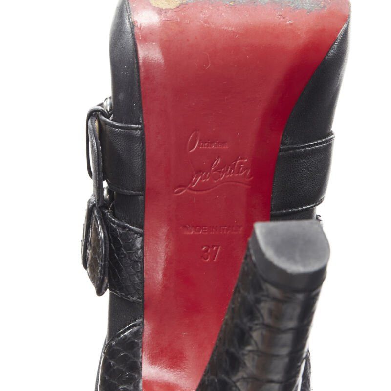 Christian Louboutin CHRISTIAN LOUBOUTIN Loubi Bike black scaled leather buckle platform boot EU37 Size US 7 / IT 37 - 11 Thumbnail