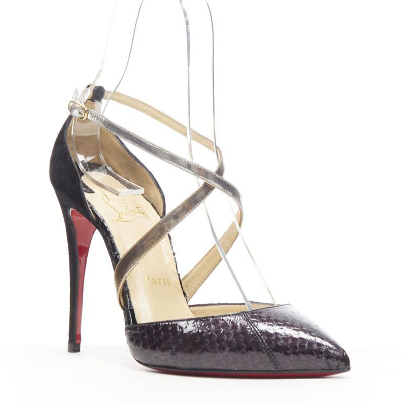 Christian Louboutin new CHRISTIAN LOUBOUTIN Cross Blake black leather metallic cross strap pump EU36 Size US 6 / IT 36 - 2 Thumbnail