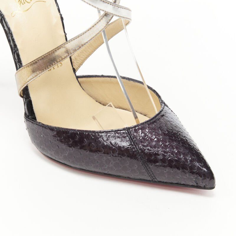 Christian Louboutin new CHRISTIAN LOUBOUTIN Cross Blake black leather metallic cross strap pump EU36 Size US 6 / IT 36 - 8 Thumbnail