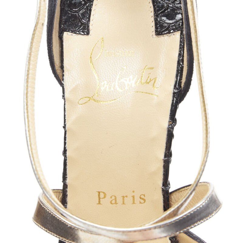 Christian Louboutin new CHRISTIAN LOUBOUTIN Cross Blake black leather metallic cross strap pump EU36 Size US 6 / IT 36 - 11 Thumbnail