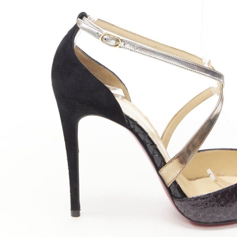 Christian Louboutin new CHRISTIAN LOUBOUTIN Cross Blake black leather metallic cross strap pump EU36 Size US 6 / IT 36 - 9 Thumbnail
