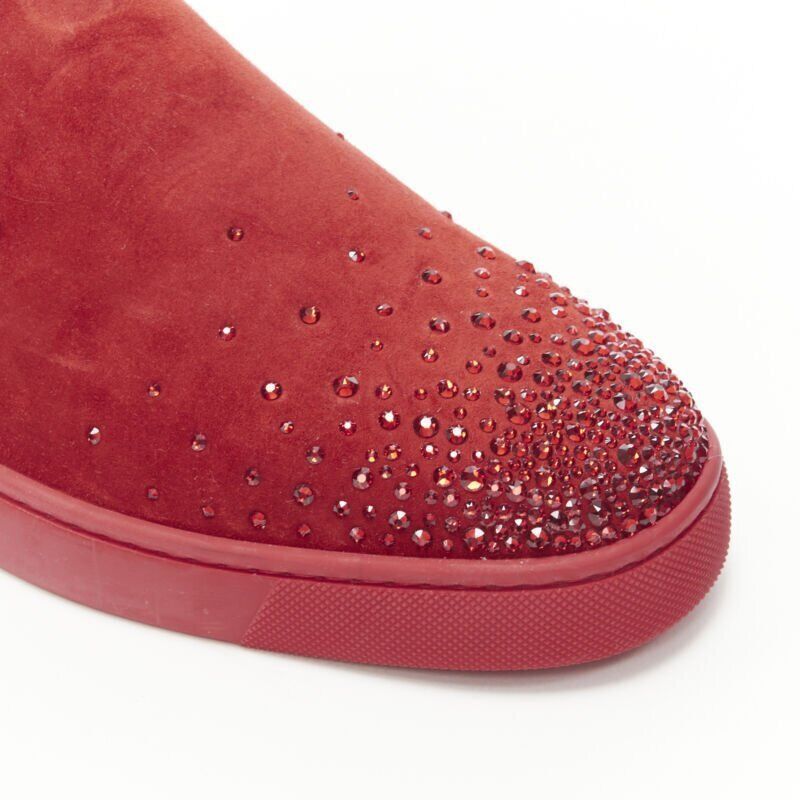 Christian Louboutin new CHRISTIAN LOUBOUTIN Sailor Boat red suede degrade strass low sneaker EU41.5 Size US 8.5 / EU 41-42 - 2 Thumbnail