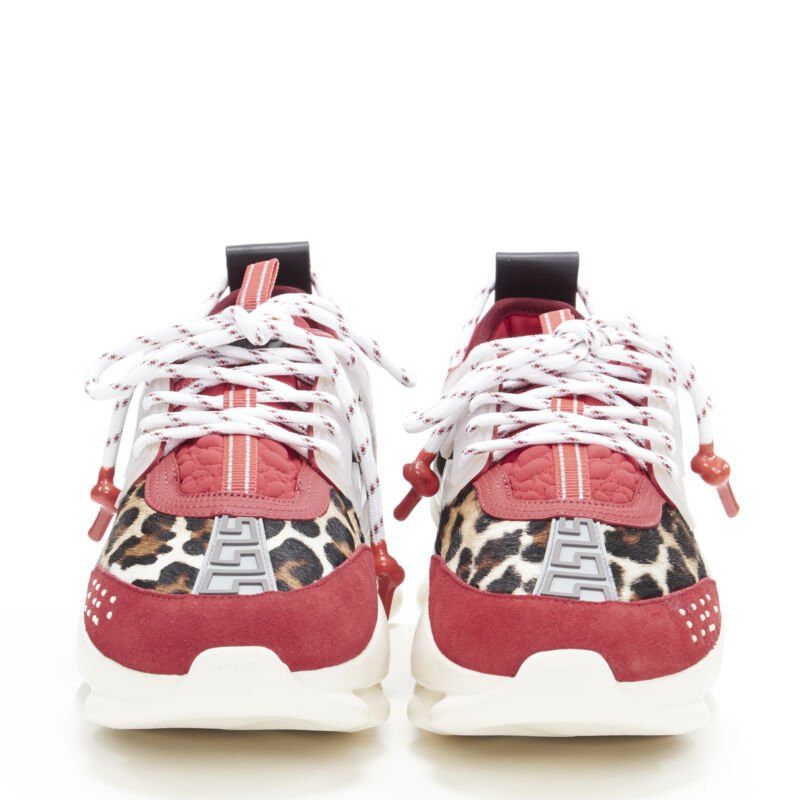 Versace new VERSACE Chain Reaction Red Wild Leopard low chunky sneaker EU38 US5 Size US 5 / EU 37 - 3 Thumbnail