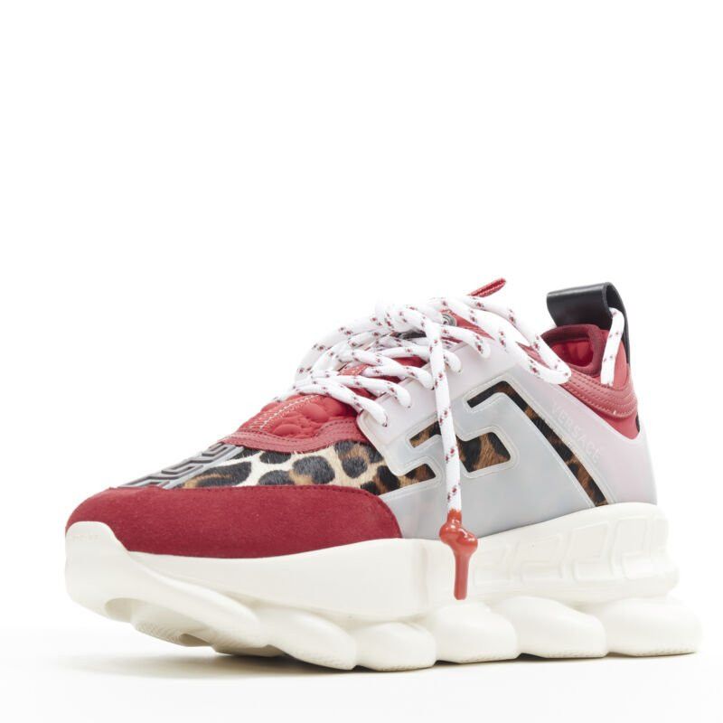 Versace new VERSACE Chain Reaction Red Wild Leopard low chunky sneaker EU38 US5 Size US 5 / EU 37 - 4 Thumbnail
