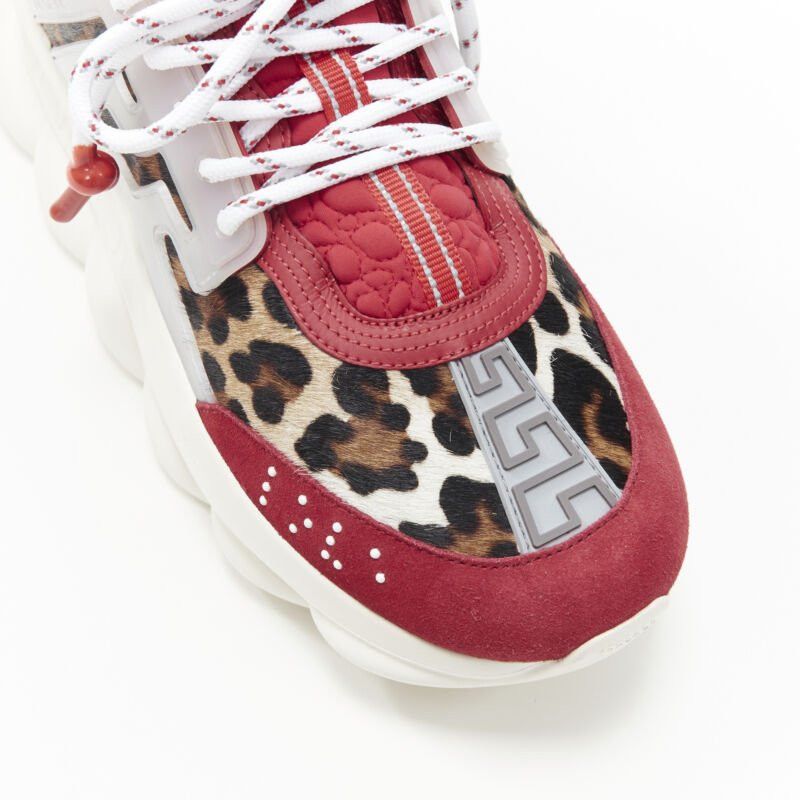 Versace new VERSACE Chain Reaction Red Wild Leopard low chunky sneaker EU38 US5 Size US 5 / EU 37 - 7 Thumbnail
