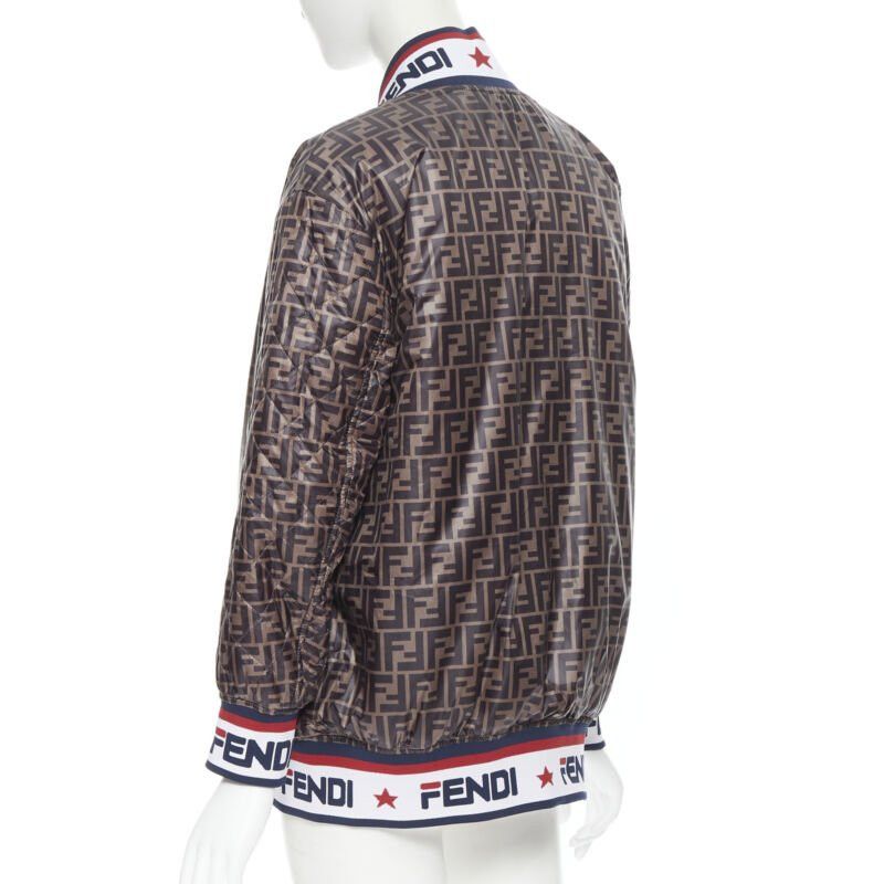Fendi new FENDI FILA reversible colorblocked silk Zucca monogram bomber jacket IT38 XS Size XS / US 0-2 / IT 36-38 - 7 Thumbnail