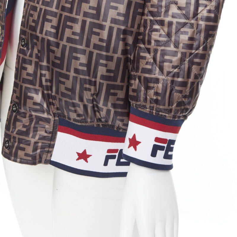 Fendi new FENDI FILA reversible colorblocked silk Zucca monogram bomber jacket IT38 XS Size XS / US 0-2 / IT 36-38 - 11 Thumbnail