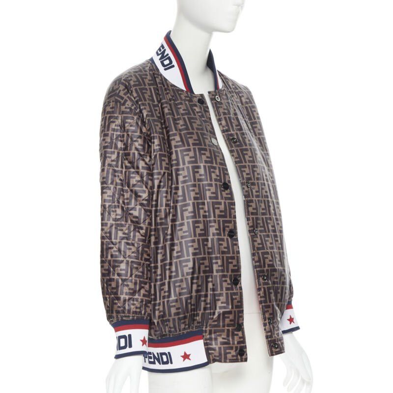 Fendi new FENDI FILA reversible colorblocked silk Zucca monogram bomber jacket IT38 XS Size XS / US 0-2 / IT 36-38 - 4 Thumbnail